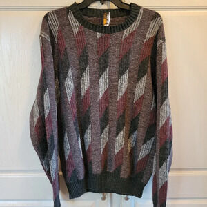 Vintage London Red Gray Black Coogi Style Sweater